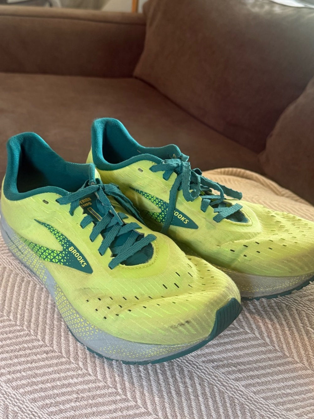 Brooks Neon Yellow and Teal Running Shoes